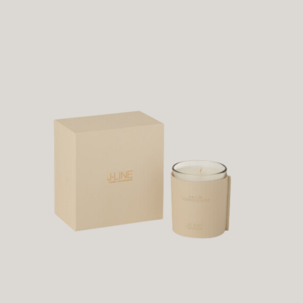 Geurkaars Leder Beige