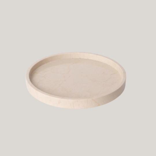 Marmer dienblad rond met rand tray Ø30cm beige