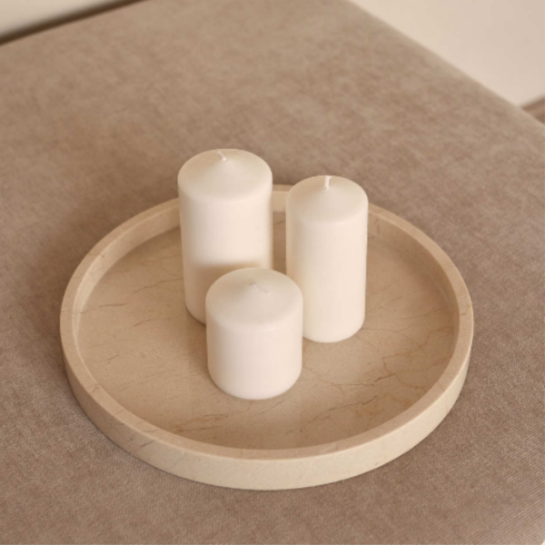 Marmer dienblad rond met rand tray Ø30cm beige