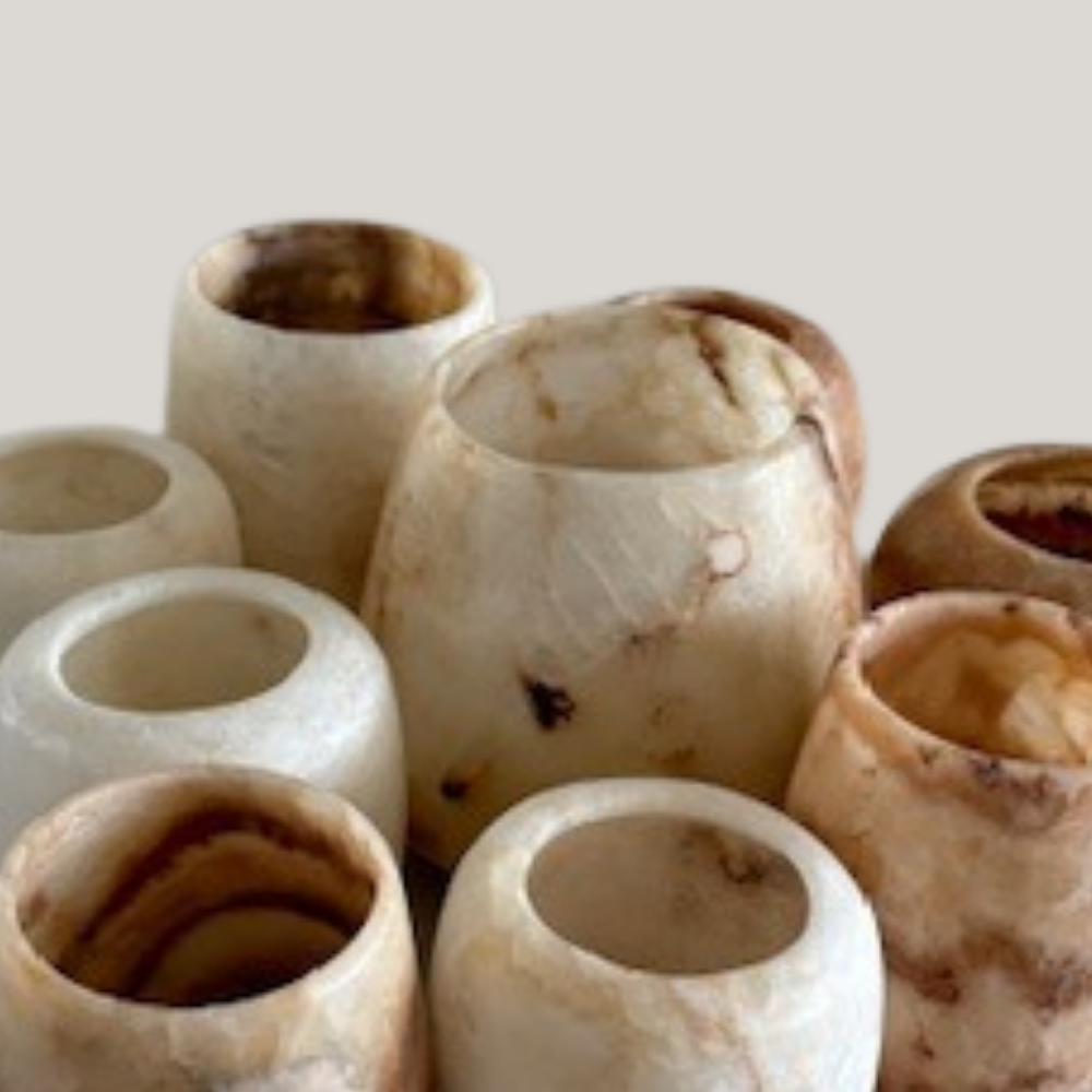 Alabaster waxinelichthouder druppel