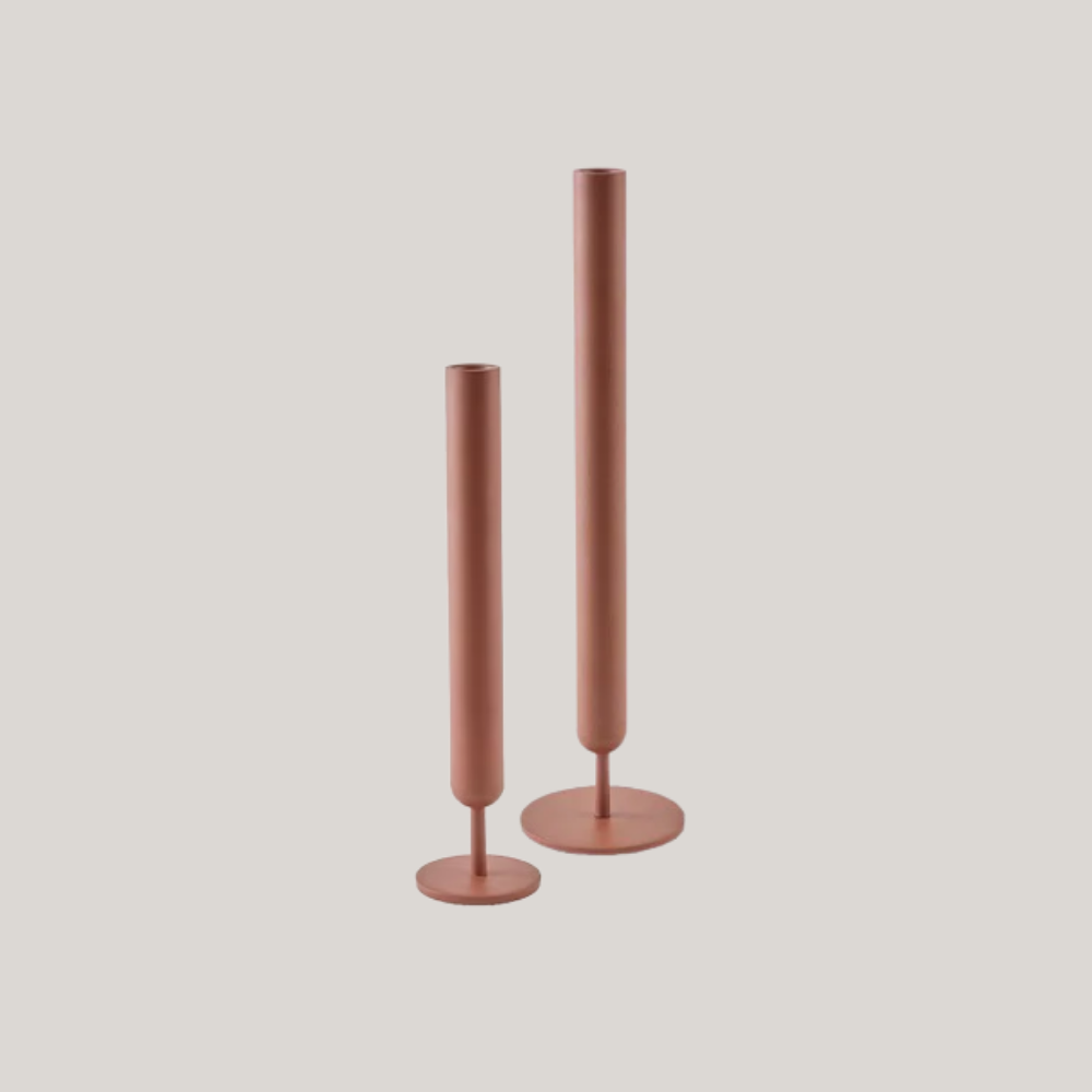 KNOX Kandelaar Set van 2 Terracotta – 30 & 40 cm